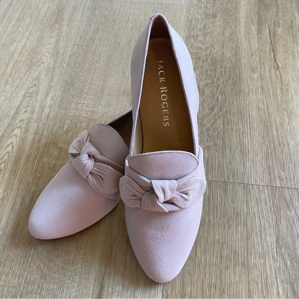 Jack Rodgers NWOT Suede Pink Nude Loafers Bow Flats